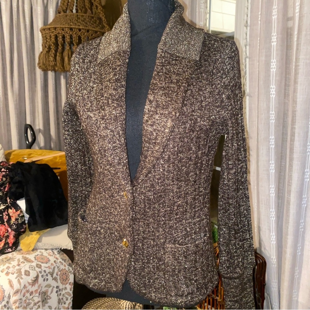 Cache Gold Brown Hold Tweed Blazer